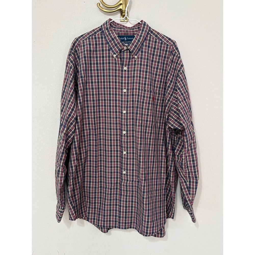 Ralph Lauren Button Down Shirt Mens XXL Multi Plaid Blake Cotton Long Sleeve